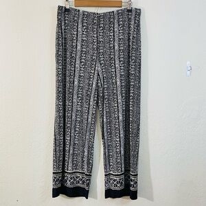 Susan Graver Geometric High Rise Pants Women Size Medium Black/White Stretch